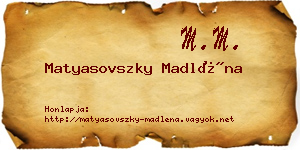Matyasovszky Madléna névjegykártya